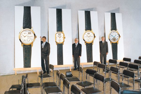 Walter Lange and his partner Günter Blümlein presented the first four new-era wristwatches at the Dresden Palace on 24 October 1994, including the Lange 1