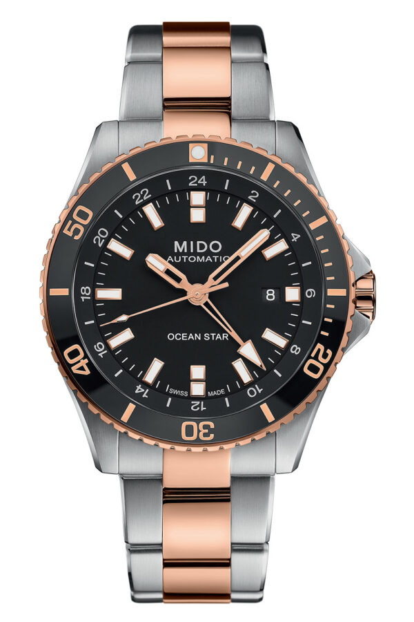 Mido Ocean Star GMT Black Dial two tone case bracelet M026.629.22.051.00