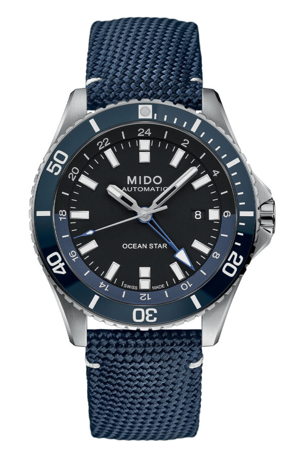Mido Ocean Star GMT blue dial on textile M026.629.17.051.00