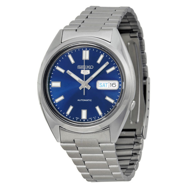 seiko 5 blue dial automatic mens watch snxs77